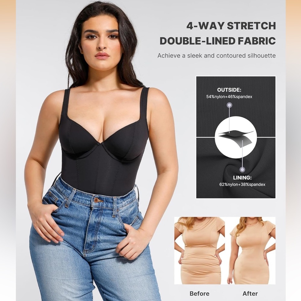 ▪️SHAPELLX Slimming Tummy Control Thong Shapewear Built in Bra Faja Body Shaper
